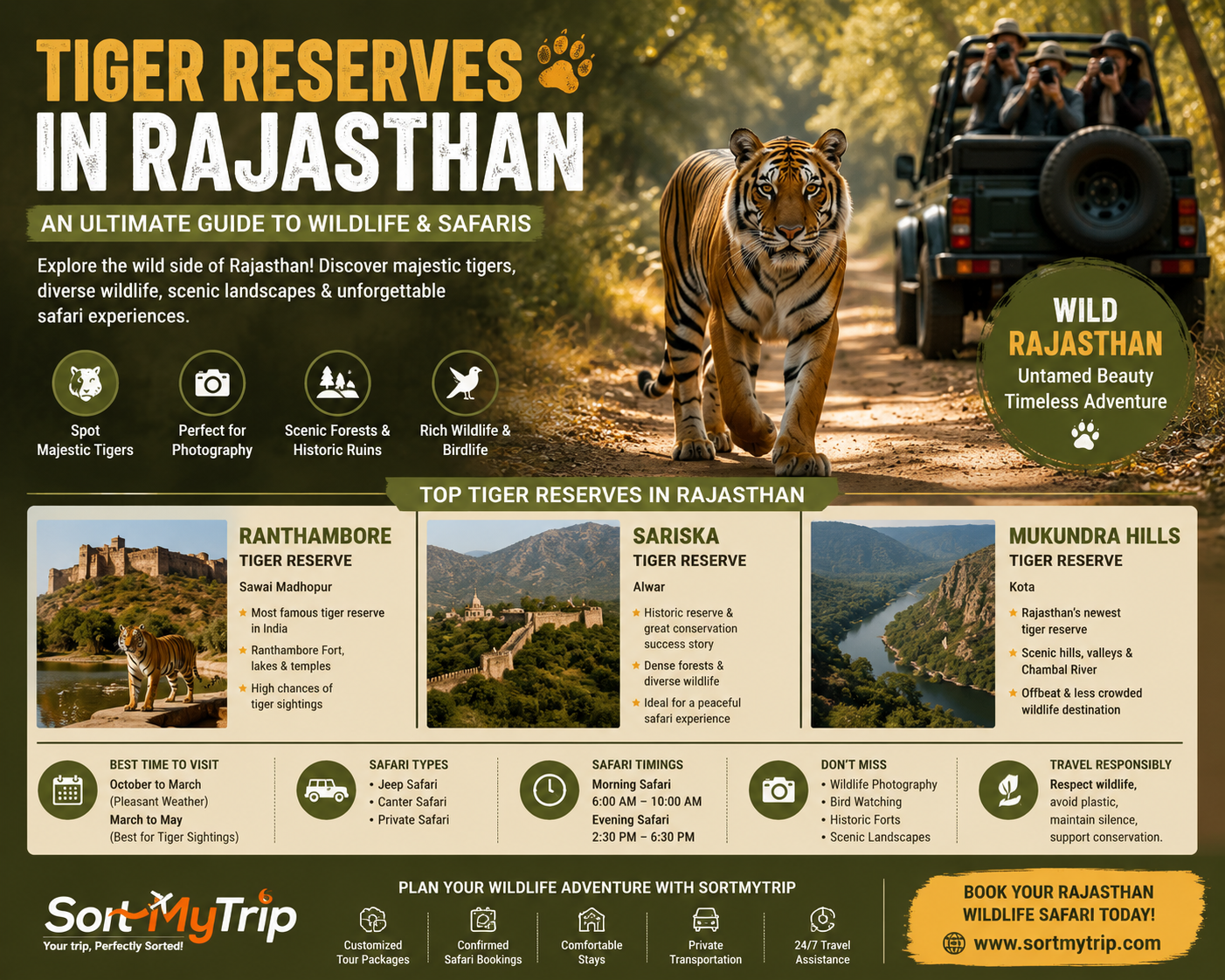 Tiger Reserves in Rajasthan: Complete Wildlife Safari Guide 2026 | SortMyTrip